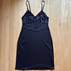 Vintage Impulse Elegant Black Lace Slip Dress Size 36
